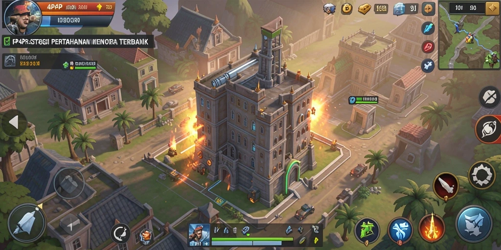 Tampilan gameplay menakjubkan dari 4P4P dalam mode Tower Defense.
