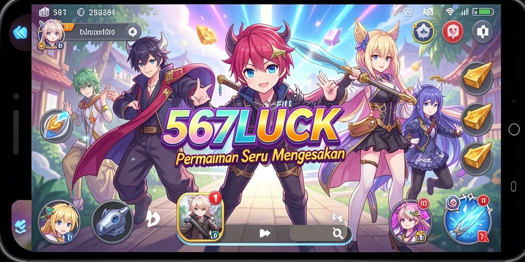 Tampilan gameplay <strong>567LUCK</strong> yang penuh aksi dan karakter anime yang menarik.