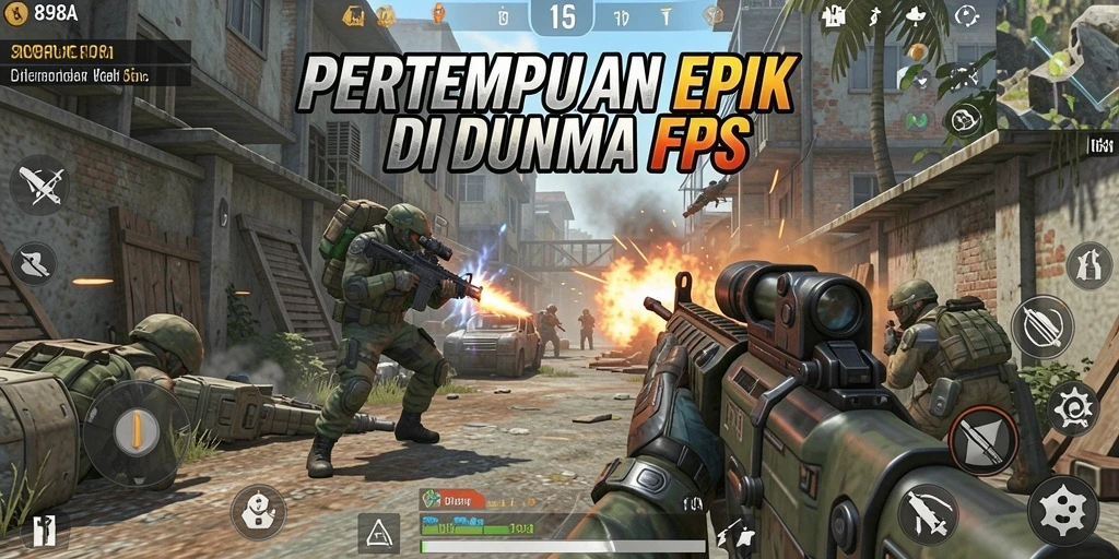 Screenshot menampilkan aksi intens dari gameplay 898A dalam mode FPS.