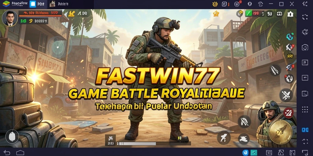 Screenshot utama FASTWIN77 menampilkan aksi pertempuran Battle Royale yang intens.