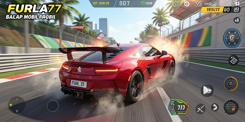 Tampilan screenshot FURLA77 menampilkan serunya gameplay balap mobil.