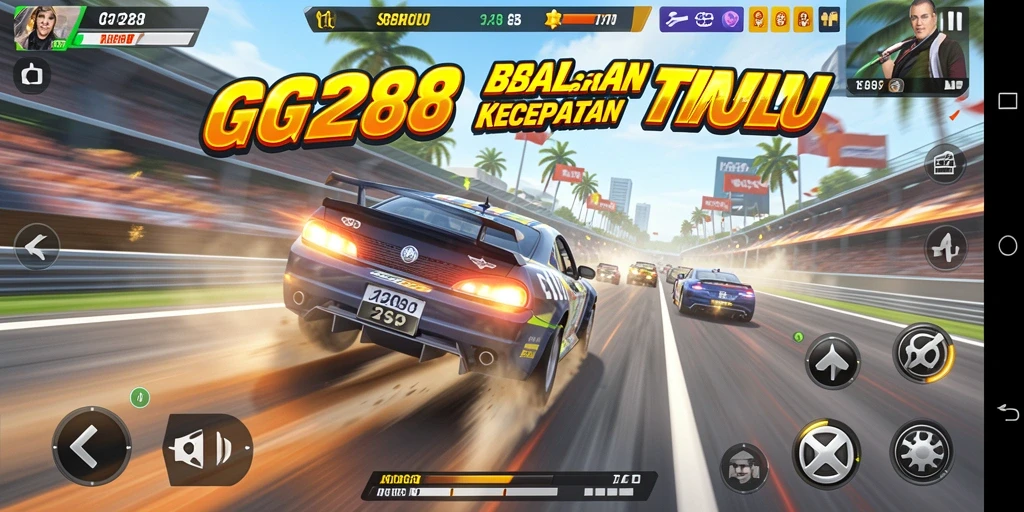 Screenshot menunjukkan aksi balapan mendebarkan di GG288 dengan grafis menawan.
