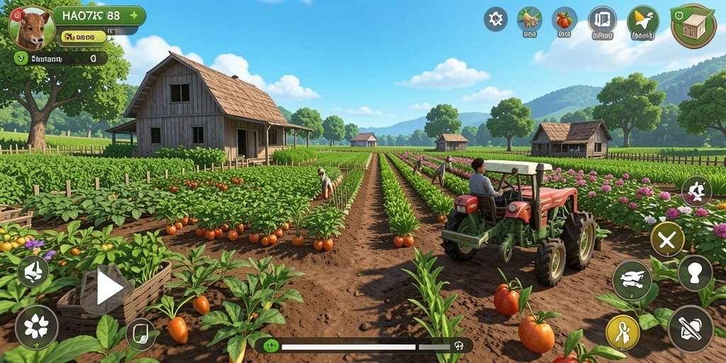 Screenshot HAO788 menampilkan pengguna yang sedang bertani di ladangnya.