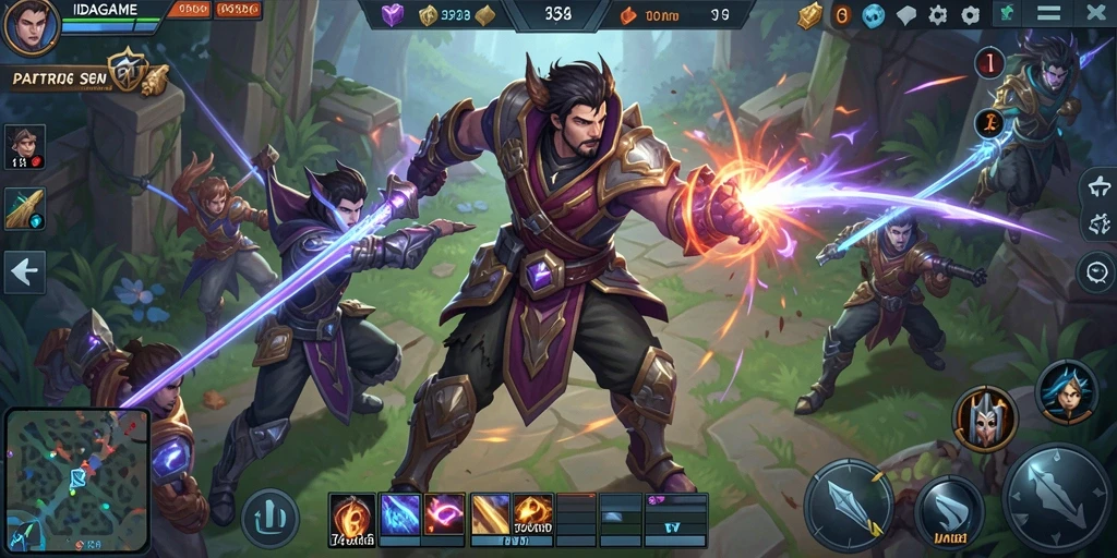 Tampilan gameplay seru dalam IDAGAME, menunjukkan aksi pertarungan tim.