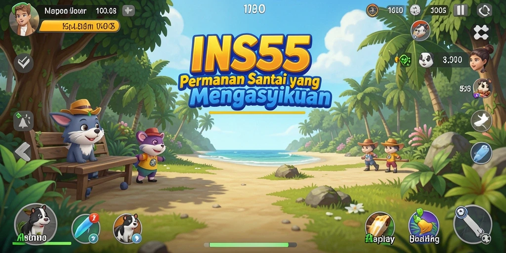 Tampilan menarik dari gameplay INS55 yang penuh warna.