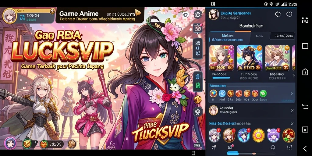Screenshot gameplay LUCKSVIP dengan karakter anime ikonik.